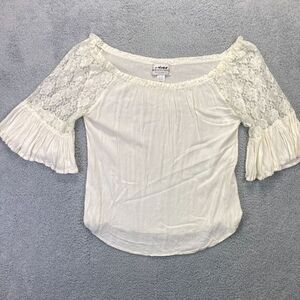 Back In The Saddle Shirt Womens Medium Cream Sheer Blouse Western Cowgirl Ladies